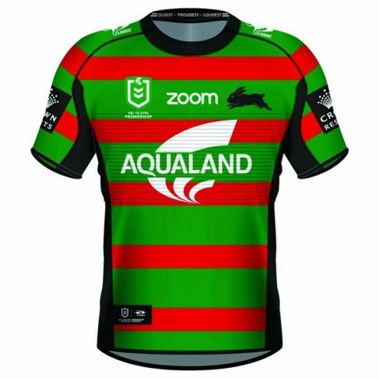 Camisola South Sydney Rabbitohs Rugby Equipamento Primeiro 2021 Manga Curta